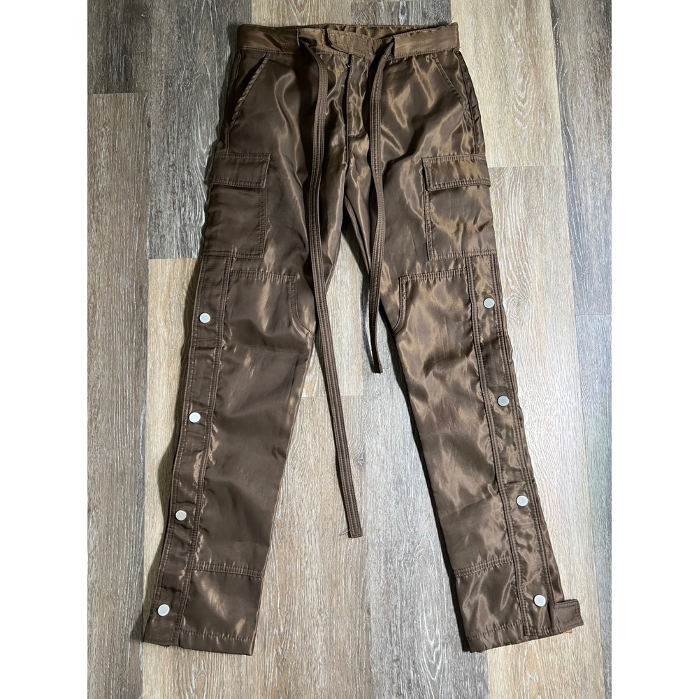 mnml Snap Cargo Pants Womens 28 Brown Excellent‎ Nylon Drawstring Side Button